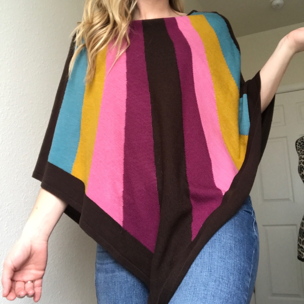 Lord & Taylor Multicolored Poncho Cape  S/M